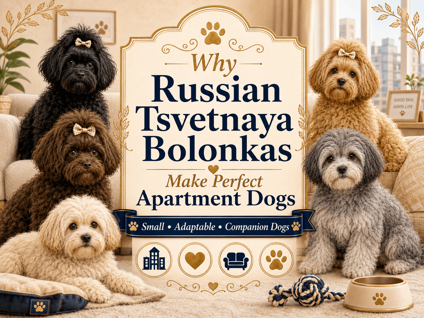 Russian Tsvetnaya Bolonka perfect for apartment living illustration