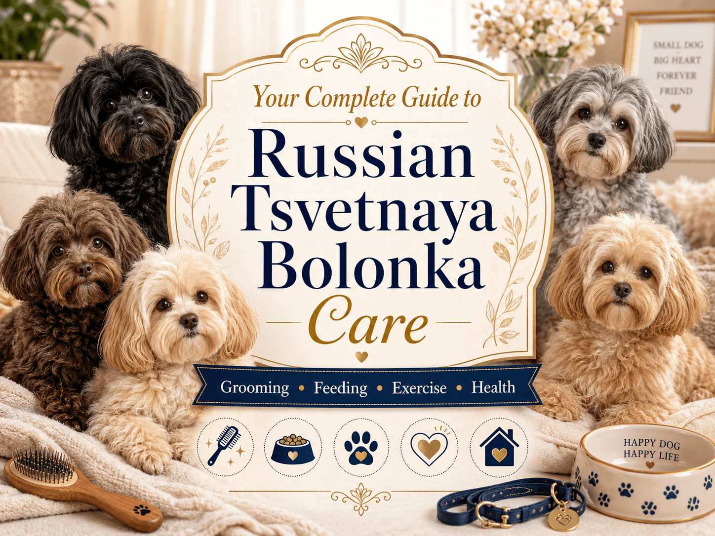 Russian Tsvetnaya Bolonka care guide illustration